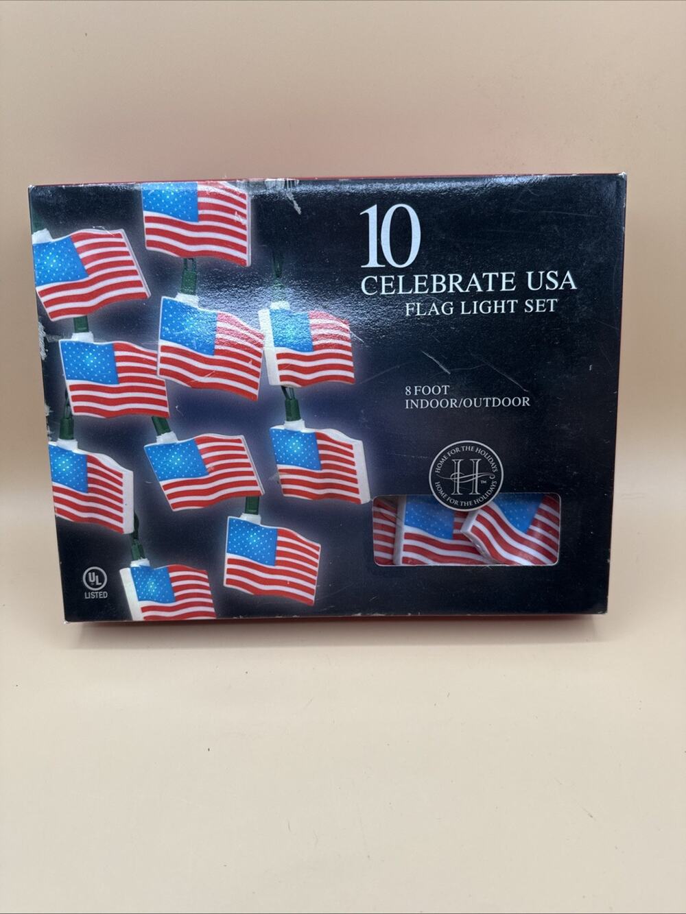 American Flag Celebrate USA 10 Light String Light Set Vintage